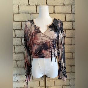 Women's Distressed Tie-Dye Crop Top